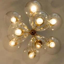 Discount Pamono Glass and Brass Chandelier in the style of Jakobsson, 1970s