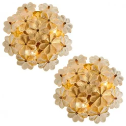 Online Pamono Glass and Brass Floral Wall Light from Ernst Palme, 1970s
