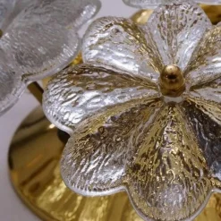 Online Pamono Glass and Brass Floral Wall Light from Ernst Palme, 1970s