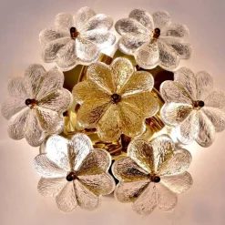 Online Pamono Glass and Brass Floral Wall Light from Ernst Palme, 1970s