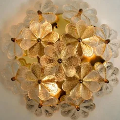 Online Pamono Glass and Brass Floral Wall Light from Ernst Palme, 1970s