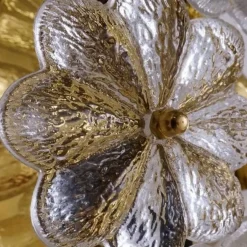 Online Pamono Glass and Brass Floral Wall Light from Ernst Palme, 1970s