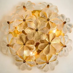 Online Pamono Glass and Brass Floral Wall Light from Ernst Palme, 1970s