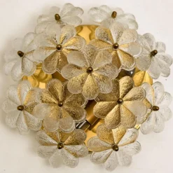 Online Pamono Glass and Brass Floral Wall Light from Ernst Palme, 1970s