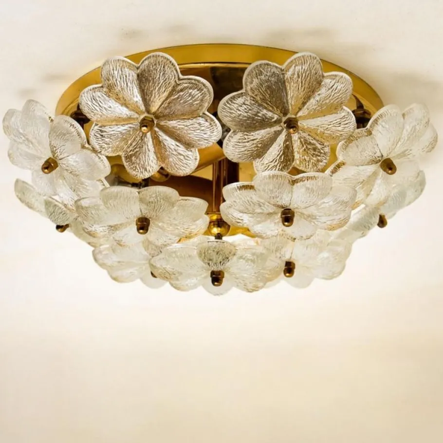 Online Pamono Glass and Brass Floral Wall Light from Ernst Palme, 1970s