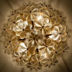 Hot Pamono Glass and Brass Floral Wall Light by Ernst Palme, 1970s