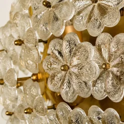 Hot Pamono Glass and Brass Floral Wall Light by Ernst Palme, 1970s