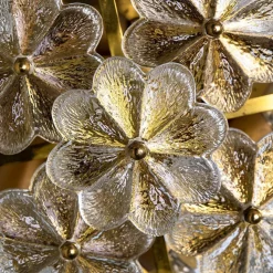 Hot Pamono Glass and Brass Floral Wall Light by Ernst Palme, 1970s