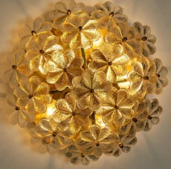 Hot Pamono Glass and Brass Floral Wall Light by Ernst Palme, 1970s
