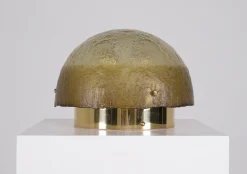 New Pamono Glass and Brass Mushroom Lamp, 1970s