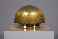 New Pamono Glass and Brass Mushroom Lamp, 1970s