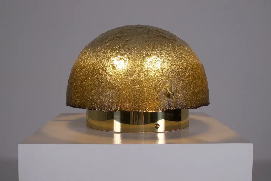 New Pamono Glass and Brass Mushroom Lamp, 1970s