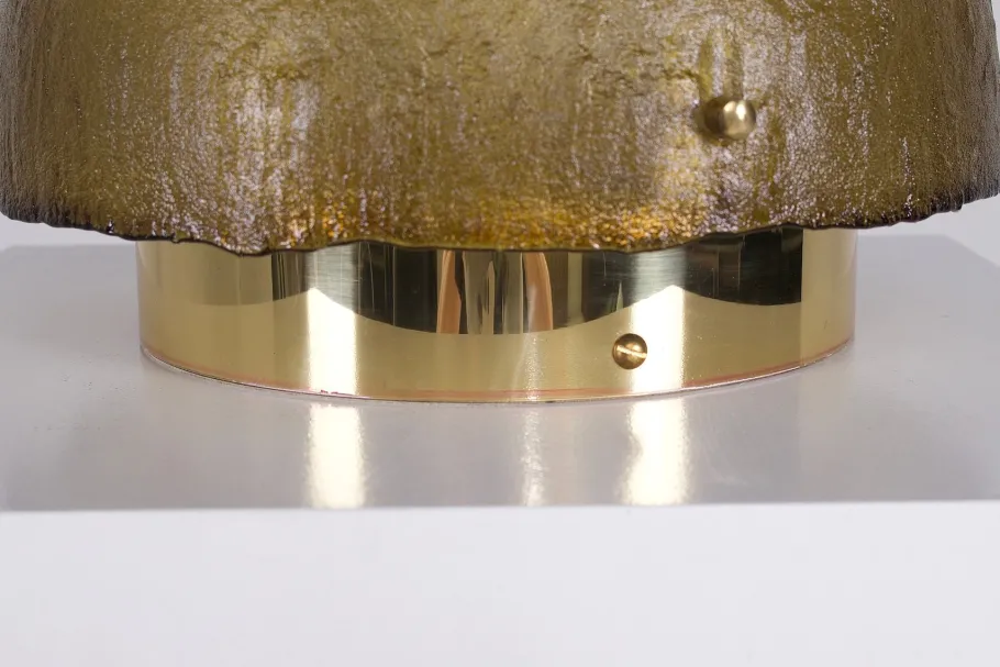 New Pamono Glass and Brass Mushroom Lamp, 1970s