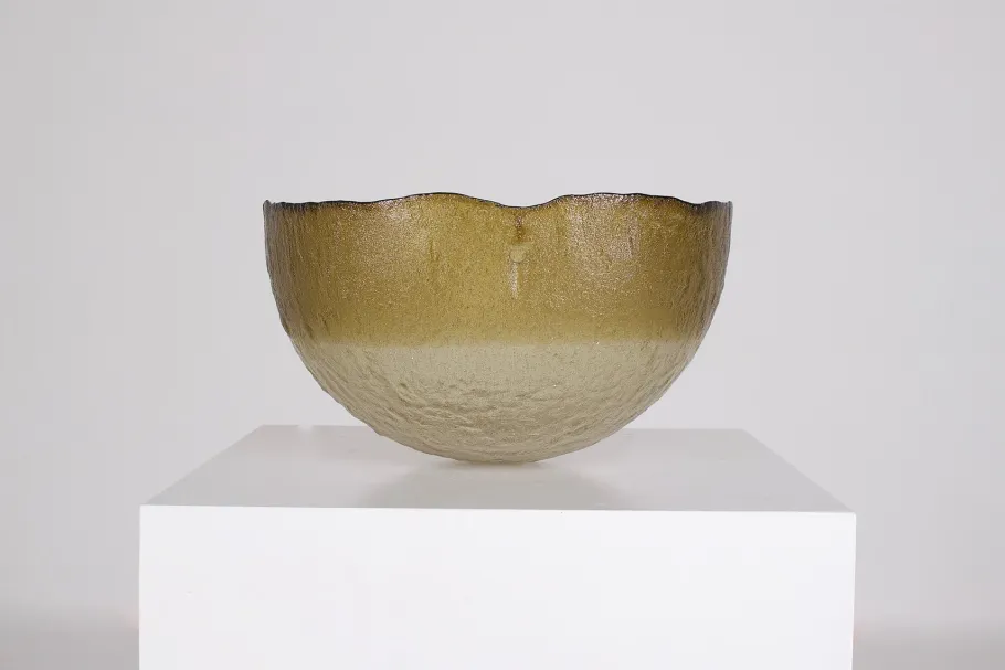 New Pamono Glass and Brass Mushroom Lamp, 1970s