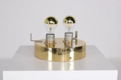 New Pamono Glass and Brass Mushroom Lamp, 1970s