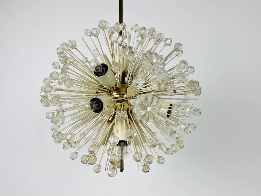 Best Pamono Glass and Brass Sputnik Chandelier attributed to Emil Stejnar for Rupert Nikoll, 1960s