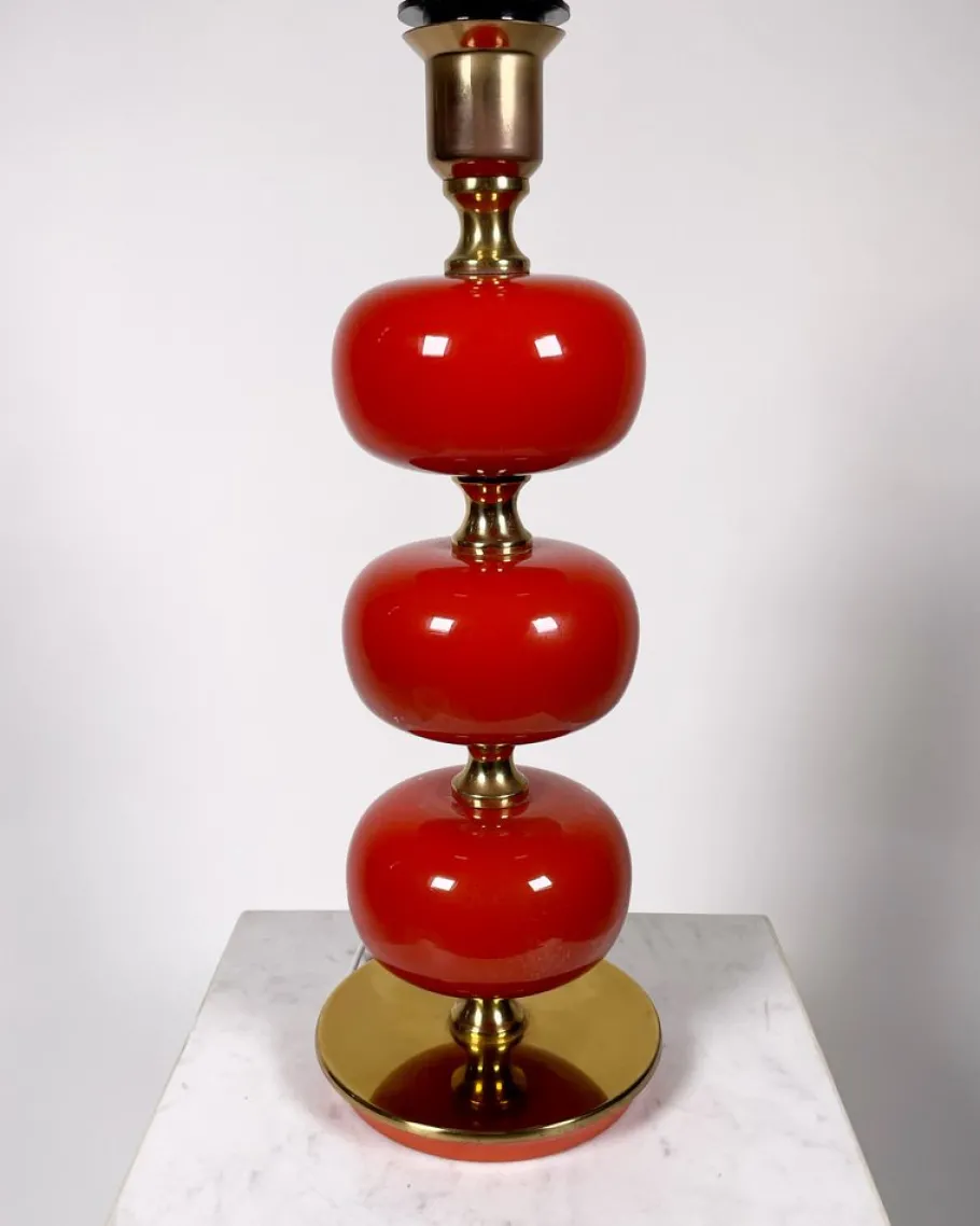 Discount Pamono Glass and Brass Table Lamp by Tranås Stilarmatur, 1960s