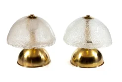Outlet Pamono Glass and Brass Table Lamps attributed to Angelo Brotto for Esperia, Italy, 1970s, Set of 2