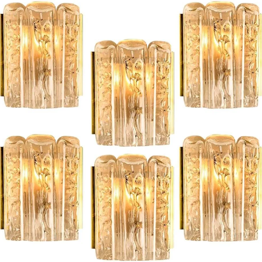 Clearance Pamono Glass and Brass Wall Sconce by Doria, 1960