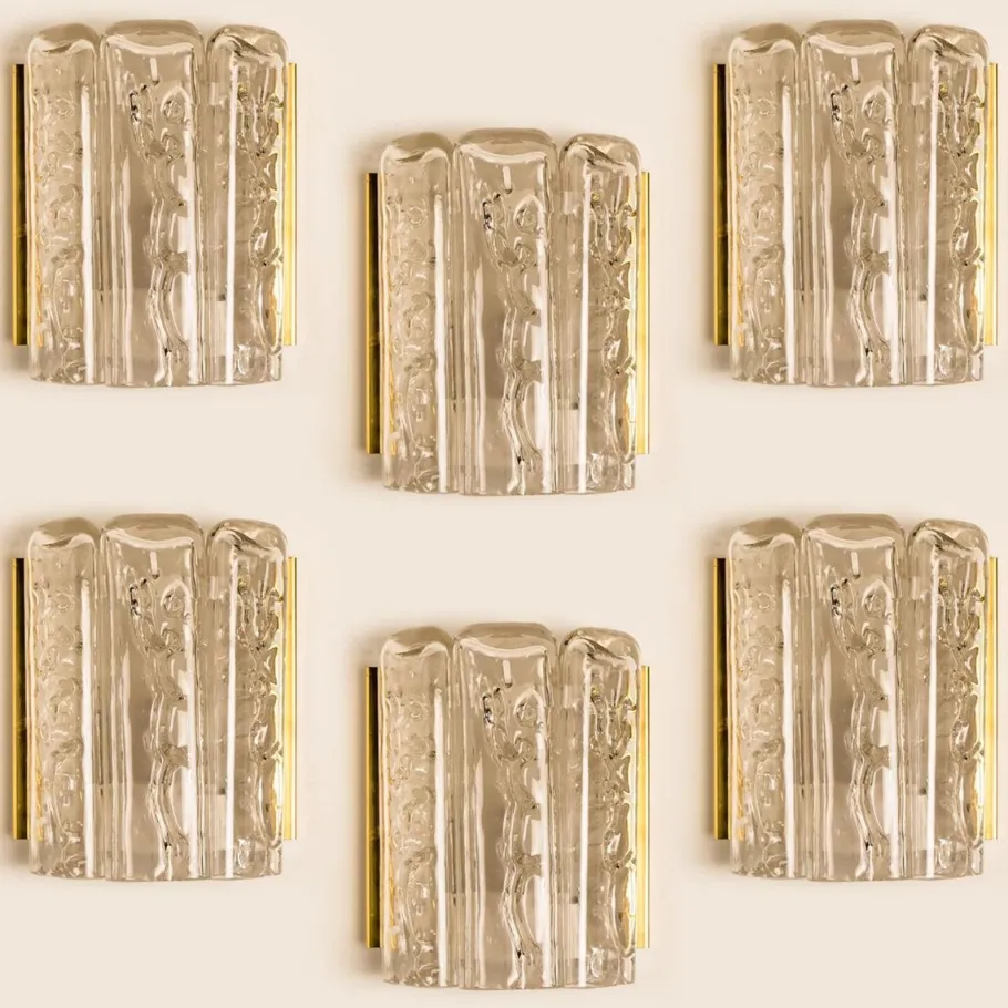 Clearance Pamono Glass and Brass Wall Sconce by Doria, 1960