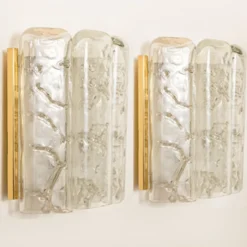 Clearance Pamono Glass and Brass Wall Sconce by Doria, 1960