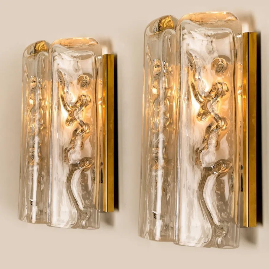 Clearance Pamono Glass and Brass Wall Sconce by Doria, 1960