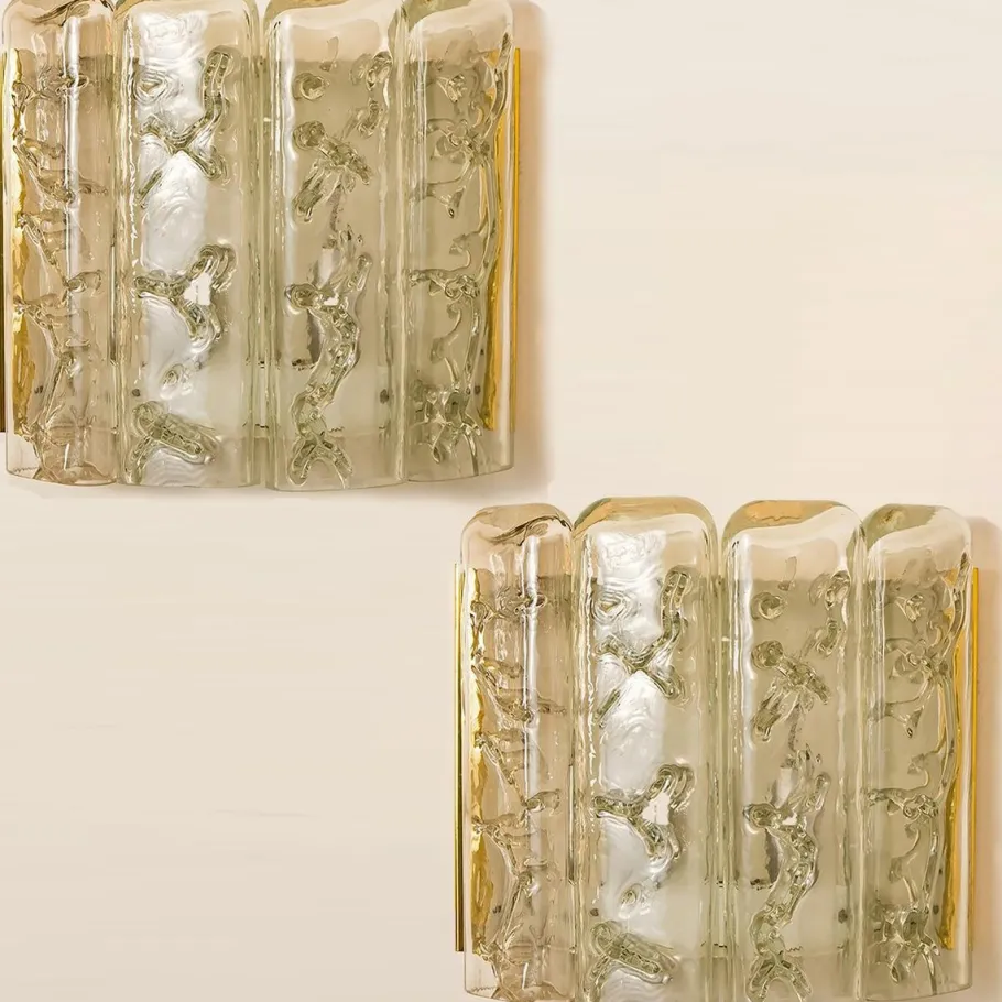 Clearance Pamono Glass and Brass Wall Sconce by Doria, 1960
