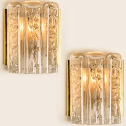 Clearance Pamono Glass and Brass Wall Sconce by Doria, 1960