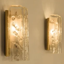 Clearance Pamono Glass and Brass Wall Sconce by Doria, 1960