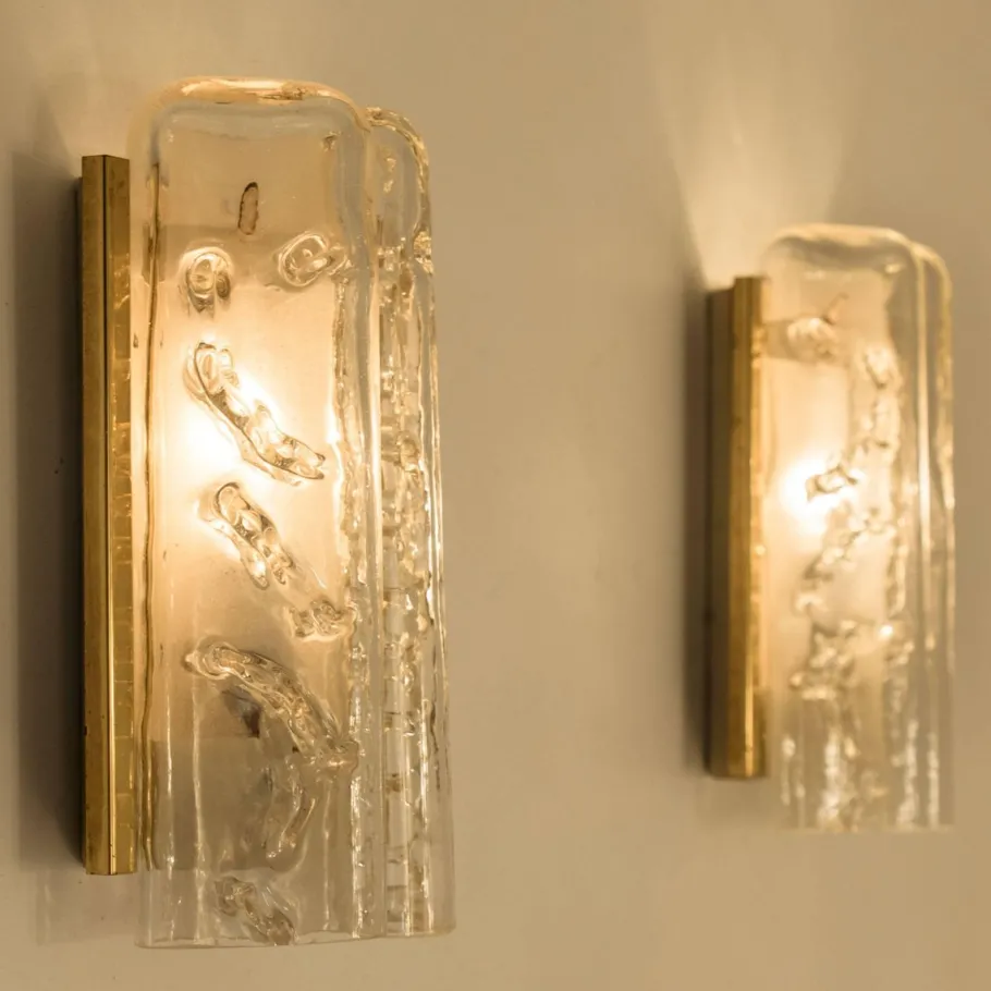 Clearance Pamono Glass and Brass Wall Sconce by Doria, 1960