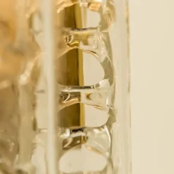 Clearance Pamono Glass and Brass Wall Sconce by Doria, 1960