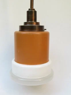 Best Pamono Glass and Copper Pendant Light from Philips, 1930s