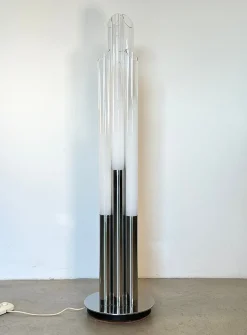 Discount Pamono Glass and Steel Floor Lamp from Mazzega, 1970s