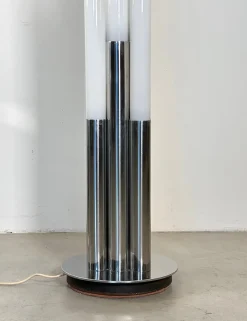 Discount Pamono Glass and Steel Floor Lamp from Mazzega, 1970s