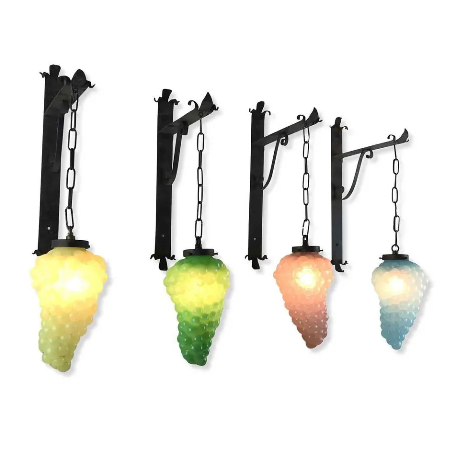 Clearance Pamono Glass Appliques with Grape Bunches, 1960s, Set of 4