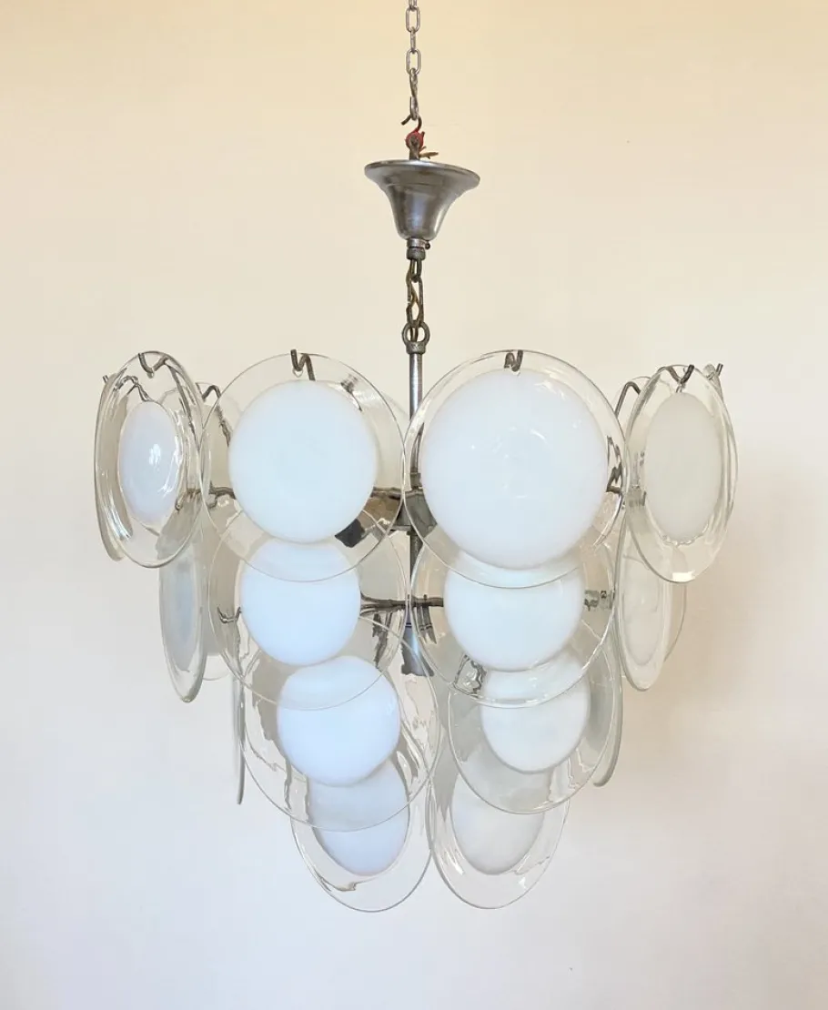 Online Pamono Glass Disc Ceiling Light from Vistosi, 1960s
