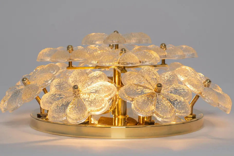 Online Pamono Glass Flower Wall Light by Ernst Palme, Germany, 1970s