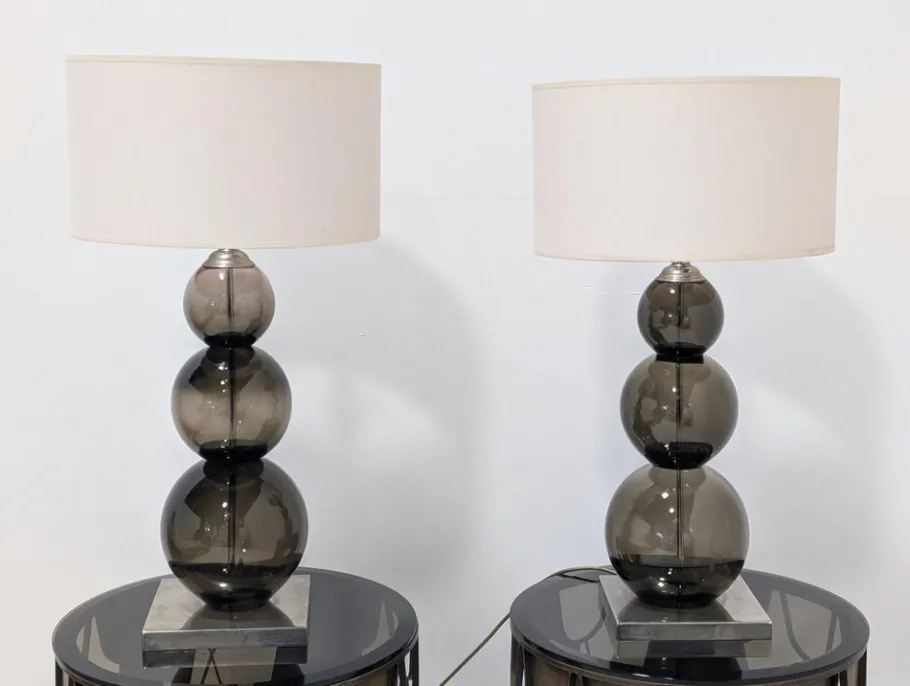 Online Pamono Glass Lamps from Porta Romana, Set of 2