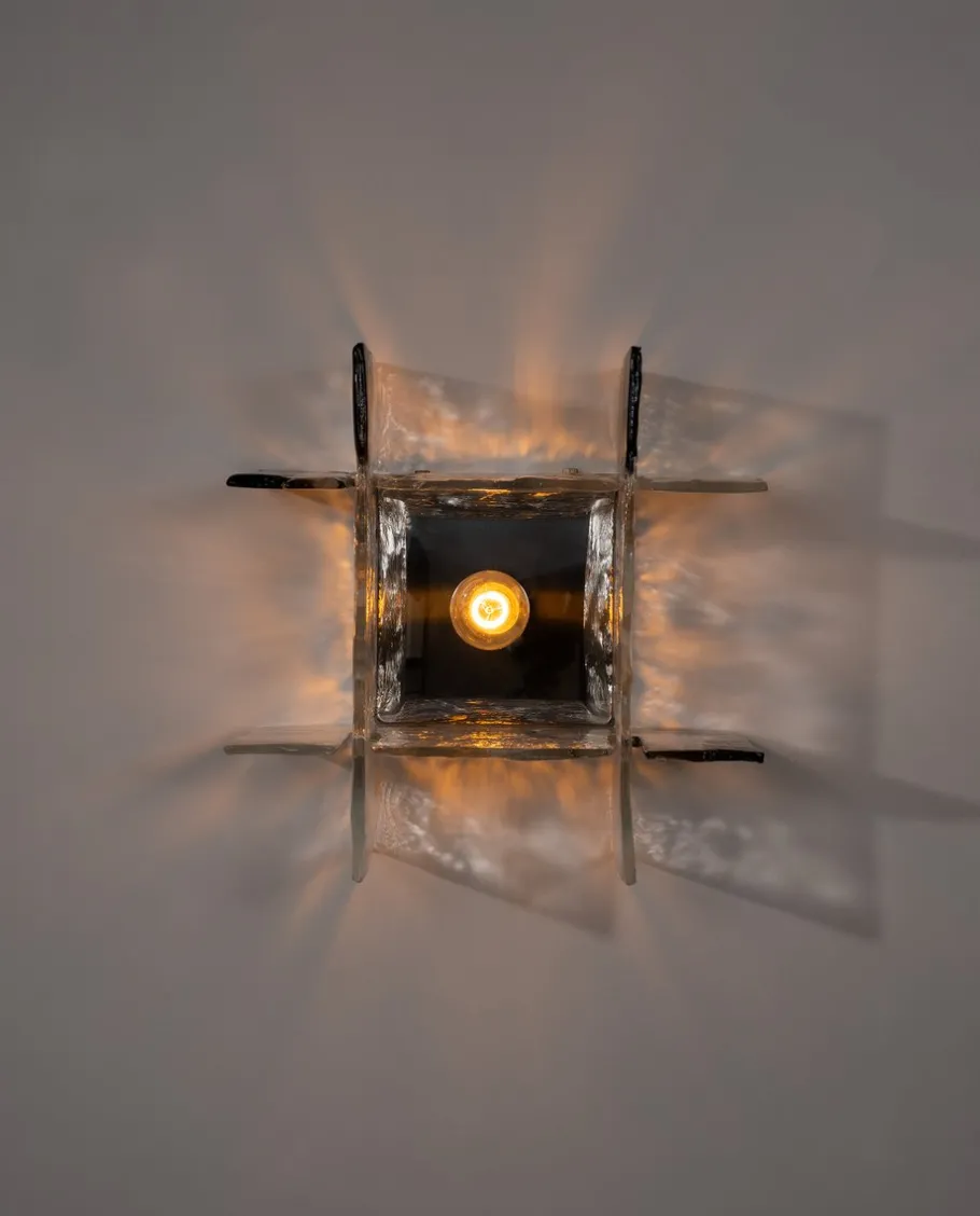 Clearance Pamono Glass Model Ice Wall Light by Carlo Nason for AV Mazzega, 1970