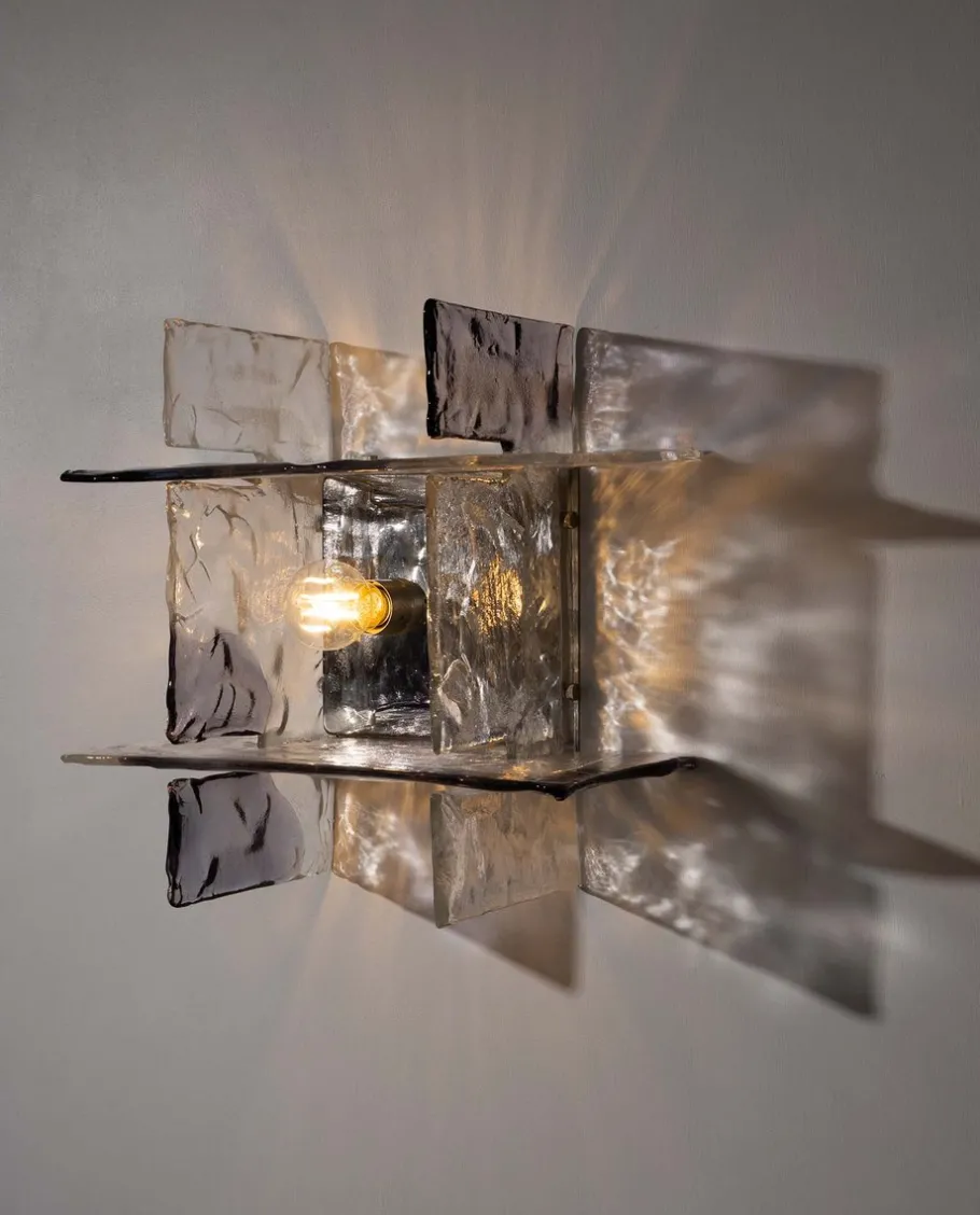 New Pamono Glass Model Ice Wall Light by Carlo Nason for AV Mazzega, 1970