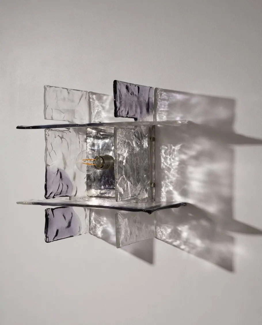 New Pamono Glass Model Ice Wall Light by Carlo Nason for AV Mazzega, 1970