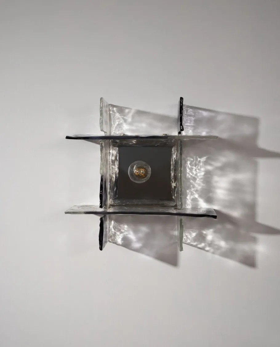 New Pamono Glass Model Ice Wall Light by Carlo Nason for AV Mazzega, 1970