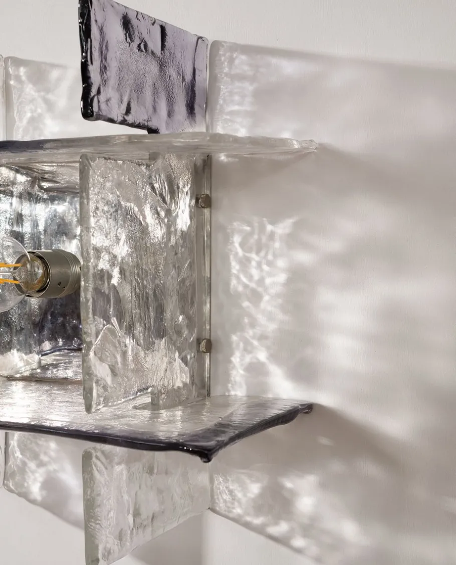 New Pamono Glass Model Ice Wall Light by Carlo Nason for AV Mazzega, 1970