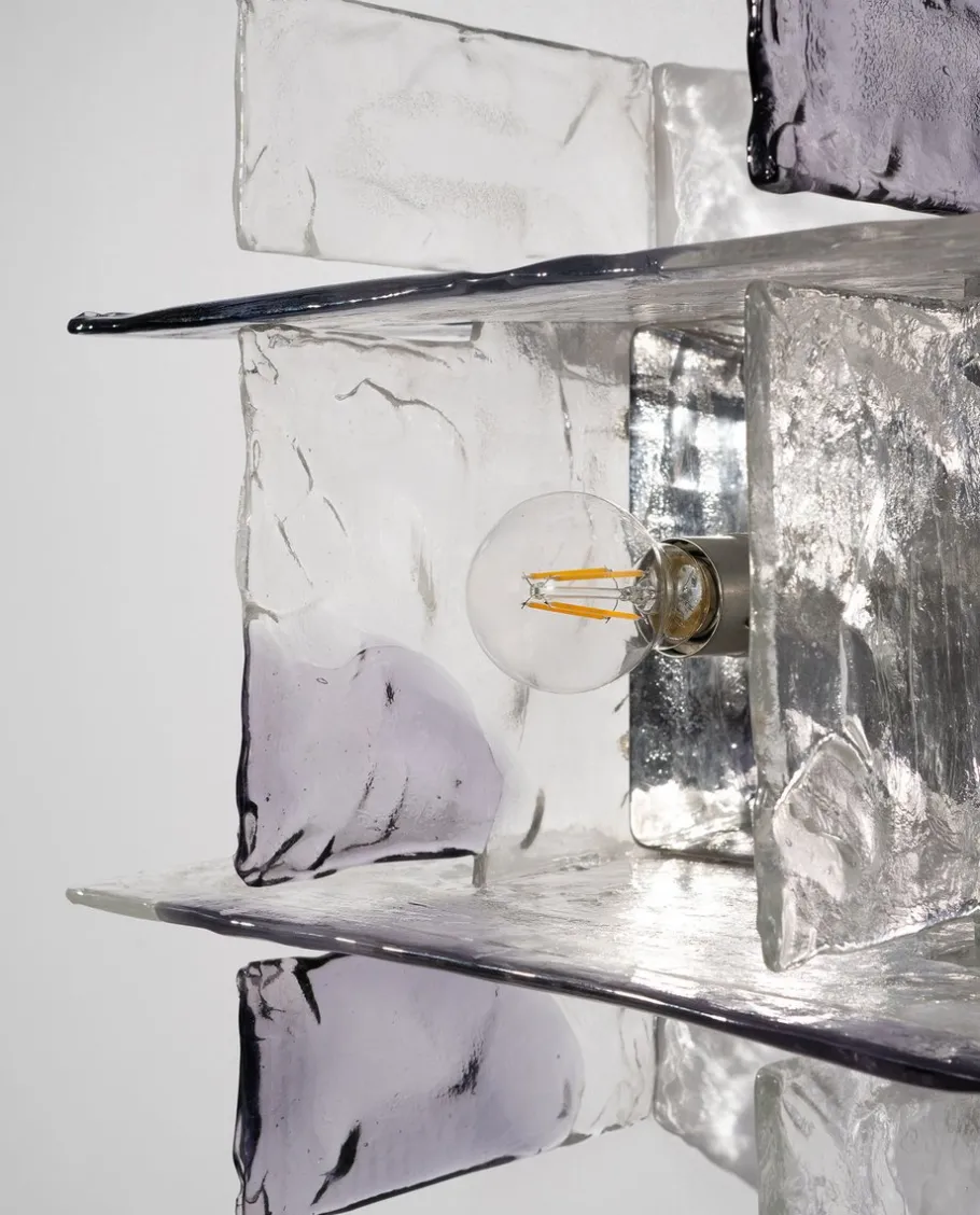 New Pamono Glass Model Ice Wall Light by Carlo Nason for AV Mazzega, 1970
