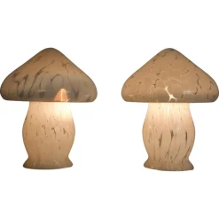 Pamono Glass Mushroom Table Lamps attributed to Limburg, Germany, 1970s, Set of 2