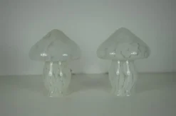Pamono Glass Mushroom Table Lamps attributed to Limburg, Germany, 1970s, Set of 2