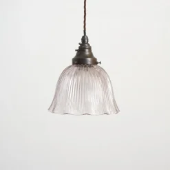 Discount Pamono Glass Pendant Light from Holophane, 1940s