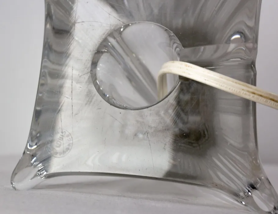 Pamono Glass Table Lamp, French, 1960 Saint Louis