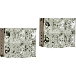 Discount Pamono Glass Wall Lamps attributed to Albano Poli for Poliarte, Italy, 1970s, Set of 2