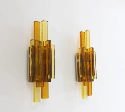Hot Pamono Glass Wall Lamps by Svend Aage Holm Sørensen for Holm Sørensen & Co, 1960s, Set of 2